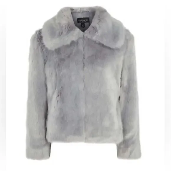 Final price^ Topshop Claire faux fur jacket gray - Picture 10 of 10